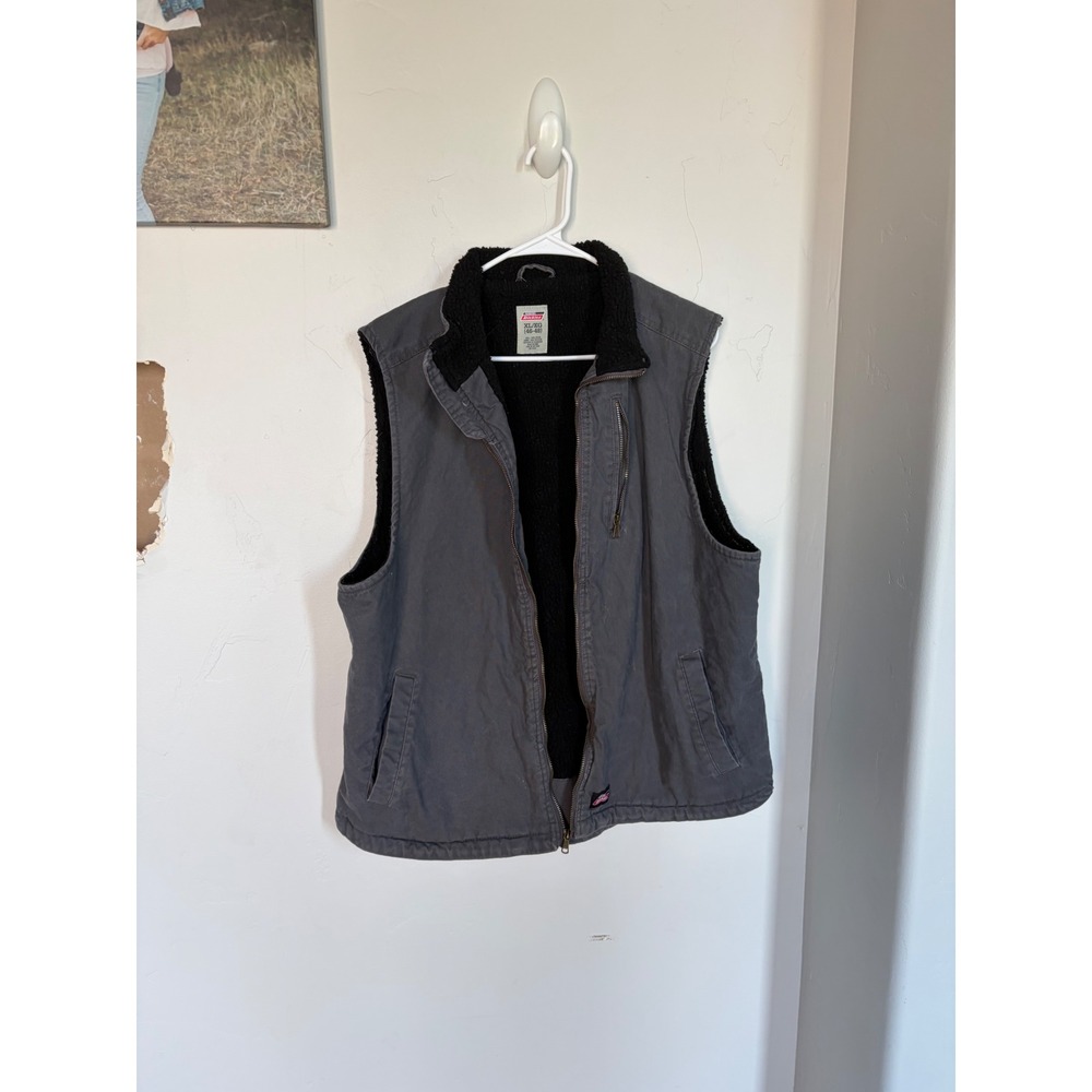 Dickies Mens XL Sherpa‎ Lined Duck Canvas Work Vest Charcoal Gray RN123187